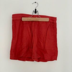 Red linen shorts